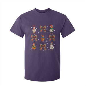Cute Christmas Chicken With Xmas Coquette Bow T Shirt For Kid TS12 Purple Print Your Wear