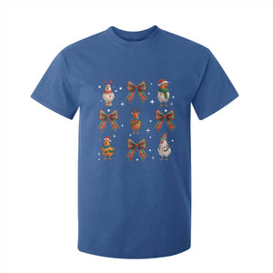 Cute Christmas Chicken With Xmas Coquette Bow T Shirt For Kid TS12 Royal Blue Print Your Wear