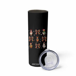 Cute Christmas Chicken With Xmas Coquette Bow Skinny Tumbler TS12 Print Your Wear