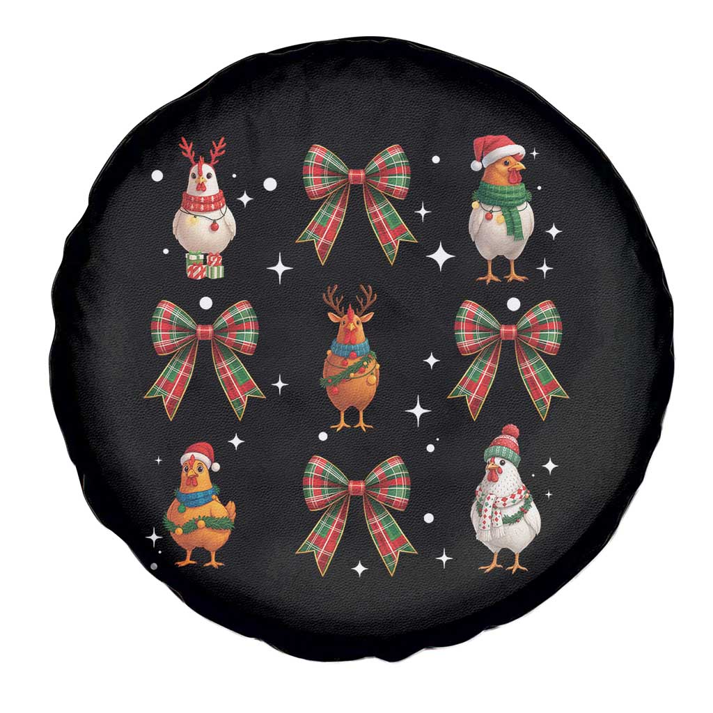 Cute Christmas Chicken With Xmas Coquette Bow Spare Tire Cover TS12 Print Your Wear