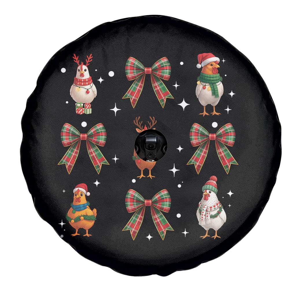 Cute Christmas Chicken With Xmas Coquette Bow Spare Tire Cover TS12 Print Your Wear