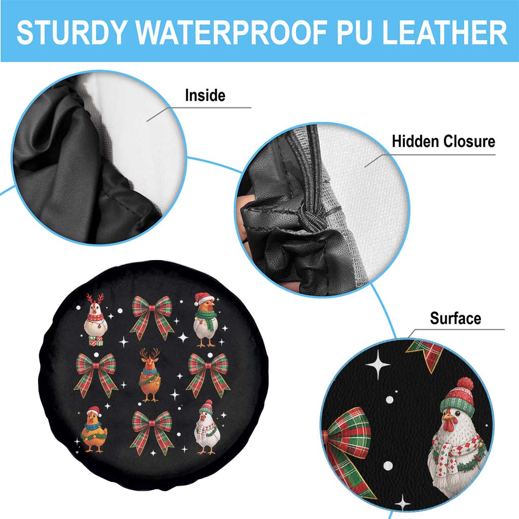 Cute Christmas Chicken With Xmas Coquette Bow Spare Tire Cover TS12 Print Your Wear