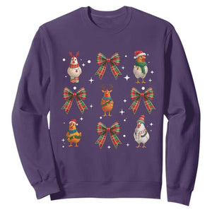 Cute Christmas Chicken With Xmas Coquette Bow Sweatshirt TS12 Purple Print Your Wear