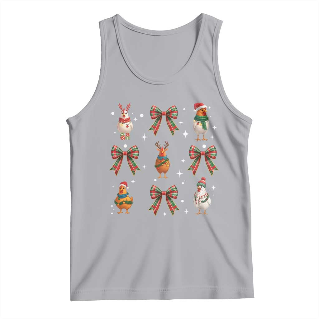 Cute Christmas Chicken With Xmas Coquette Bow Tank Top TS12 Athletic Heather Print Your Wear