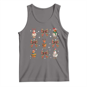 Cute Christmas Chicken With Xmas Coquette Bow Tank Top TS12 Deep Heather Print Your Wear