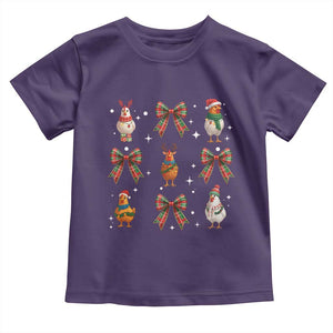 Cute Christmas Chicken With Xmas Coquette Bow Toddler T Shirt TS12 Purple Print Your Wear