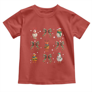 Cute Christmas Chicken With Xmas Coquette Bow Toddler T Shirt TS12 Red Print Your Wear