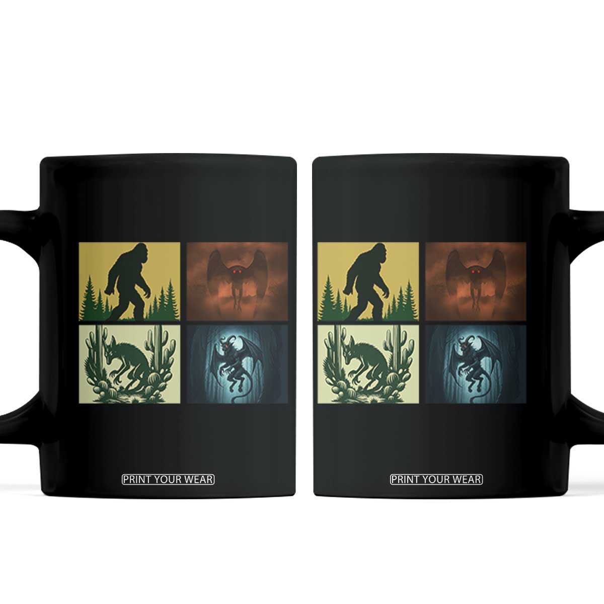 Mothman Bigfoot Chupacabra Jersey Devil Coffee Mug Cryptid Legends Gift TS12 Black Print Your Wear