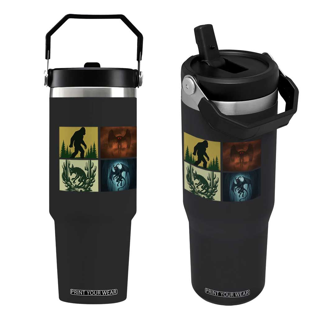 Mothman Bigfoot Chupacabra Jersey Devil Flip Straw Tumbler Cryptid Legends Gift TS12 One Size: 30 oz Black Print Your Wear