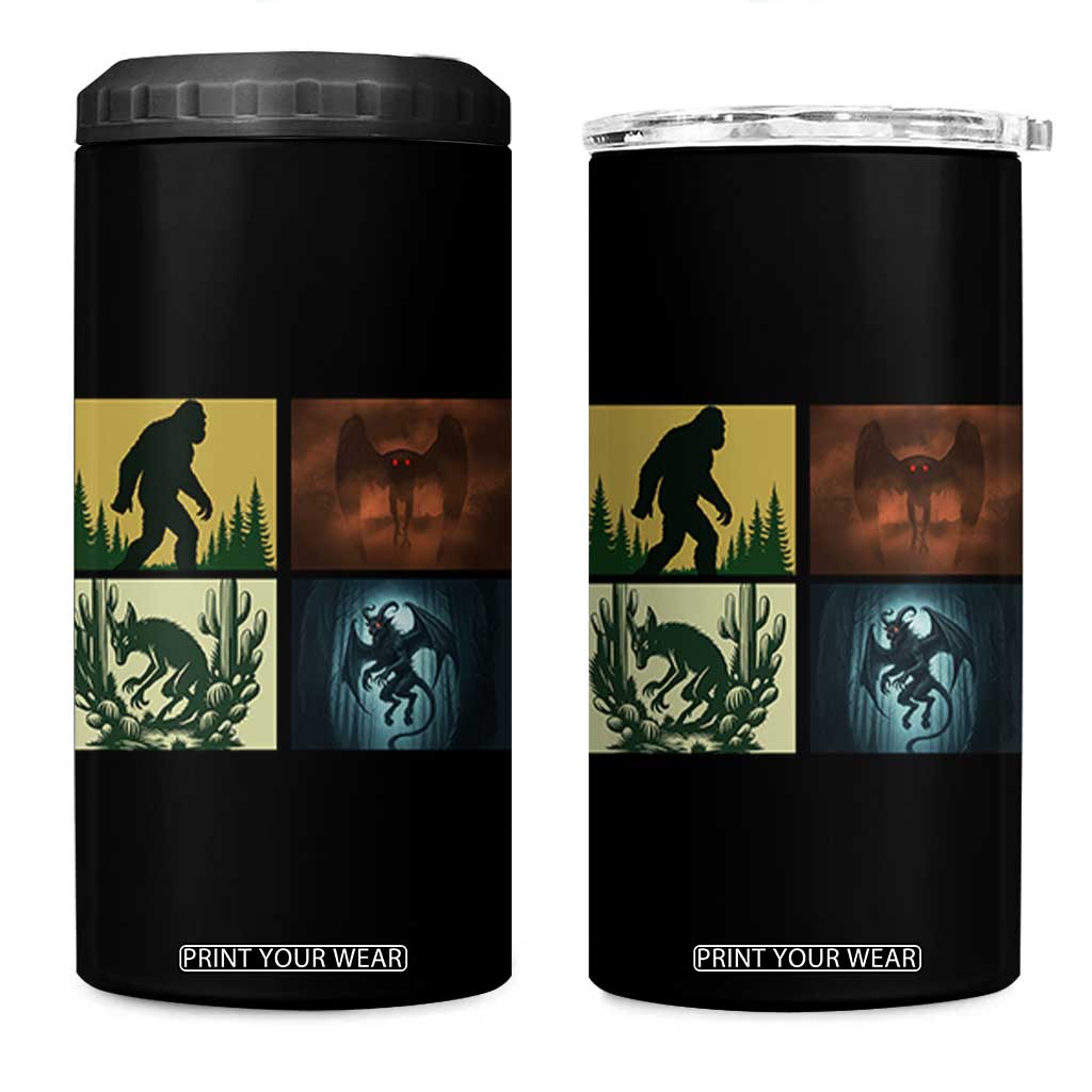 Mothman Bigfoot Chupacabra Jersey Devil 4 in 1 Can Cooler Tumbler Cryptid Legends Gift TS12 One Size: 16 oz Black Print Your Wear