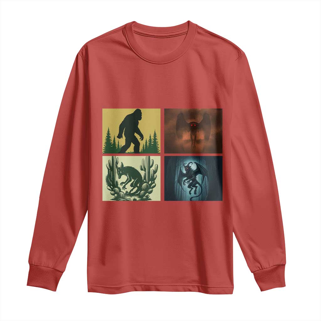 Mothman Bigfoot Chupacabra Jersey Devil Long Sleeve Shirt Cryptid Legends Gift TS12 Red Print Your Wear