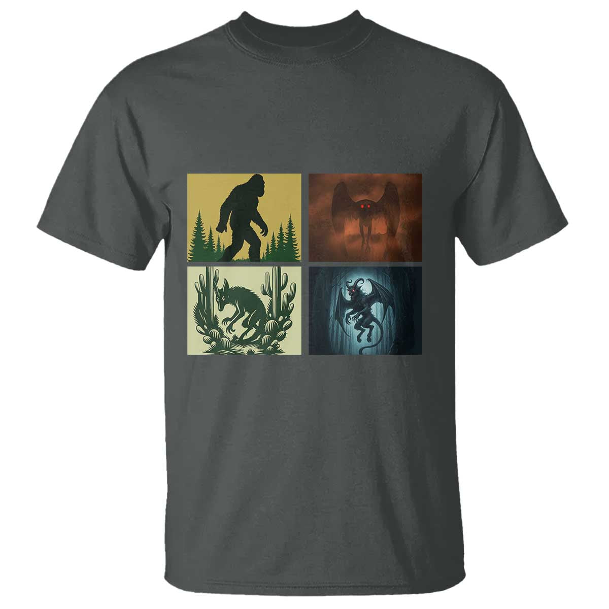 Mothman Bigfoot Chupacabra Jersey Devil T Shirt Cryptid Legends Gift TS12 Dark Heather Print Your Wear