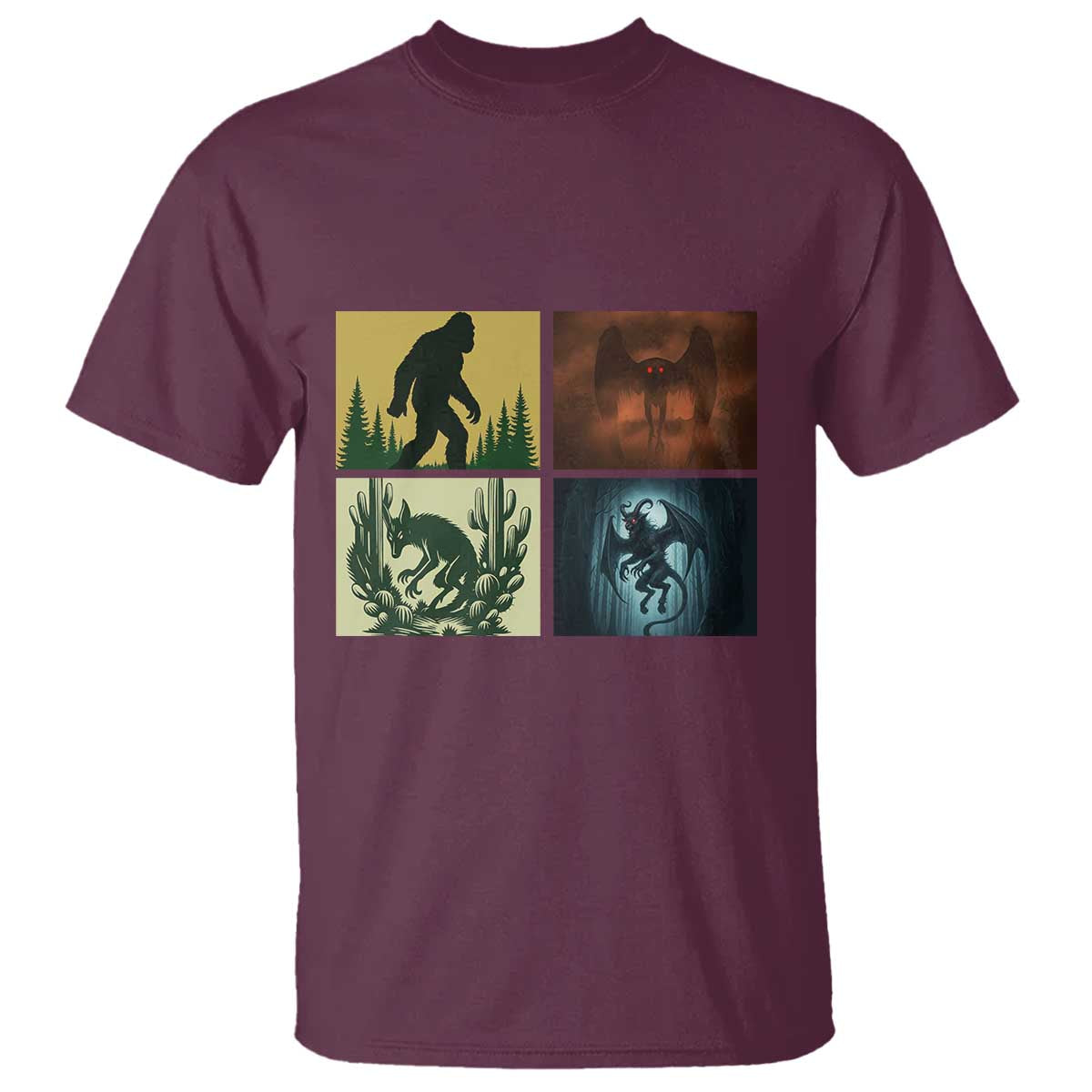 Mothman Bigfoot Chupacabra Jersey Devil T Shirt Cryptid Legends Gift TS12 Maroon Print Your Wear