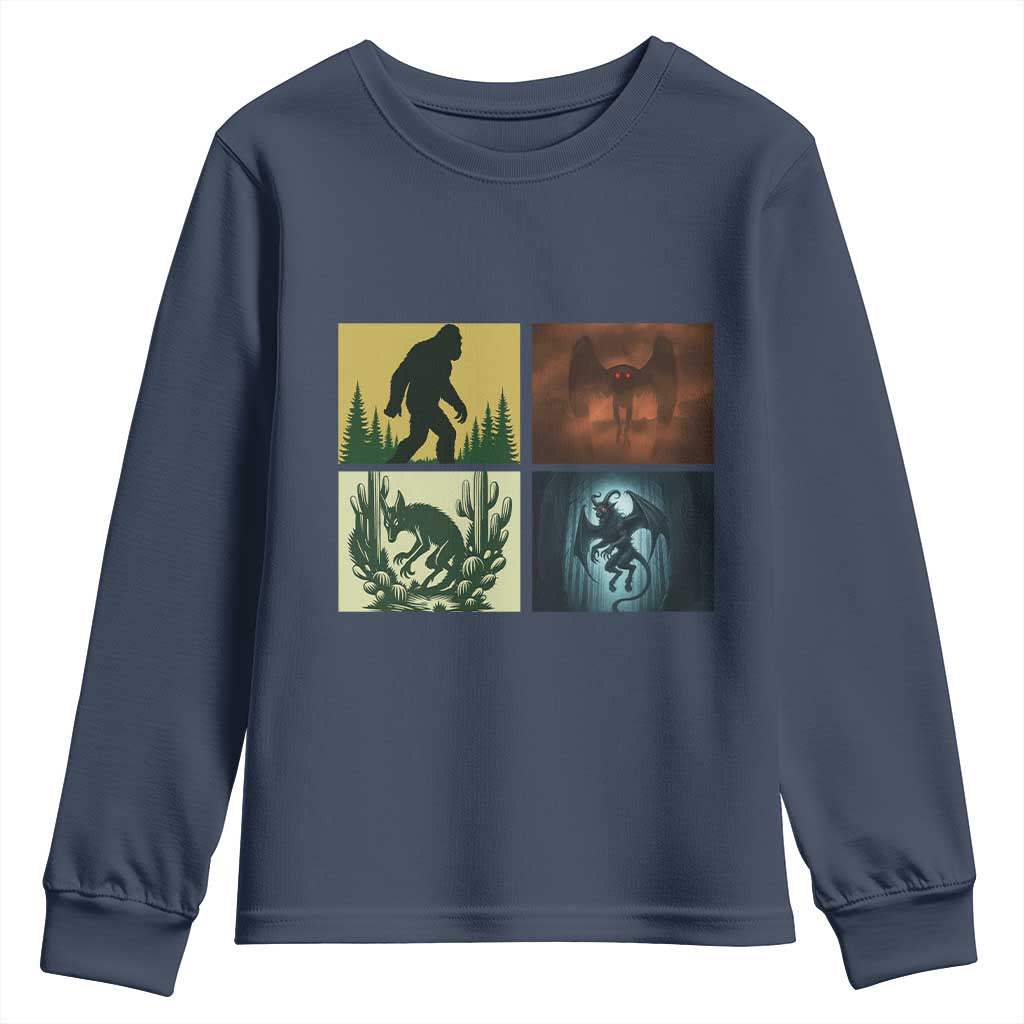 Mothman Bigfoot Chupacabra Jersey Devil Youth Sweatshirt Cryptid Legends Gift TS12 Navy Print Your Wear