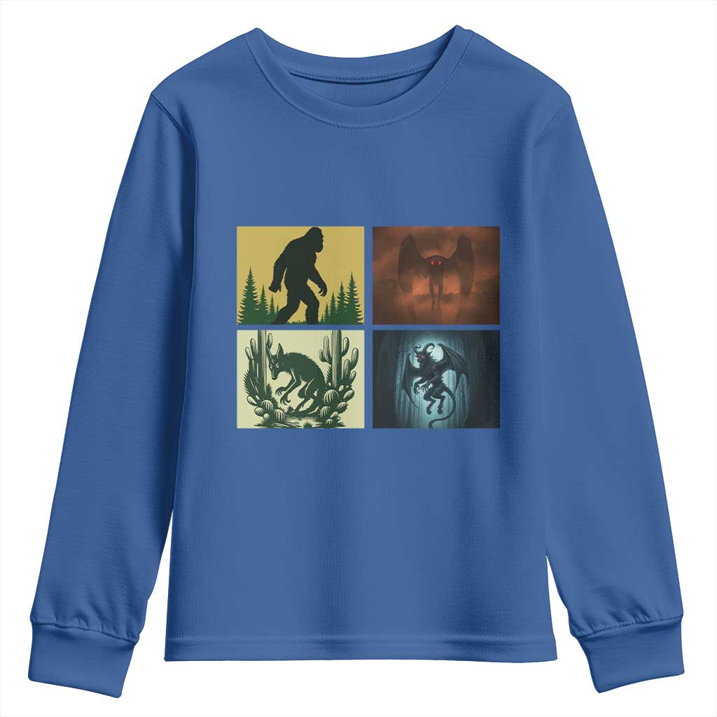 Mothman Bigfoot Chupacabra Jersey Devil Youth Sweatshirt Cryptid Legends Gift TS12 Royal Blue Print Your Wear