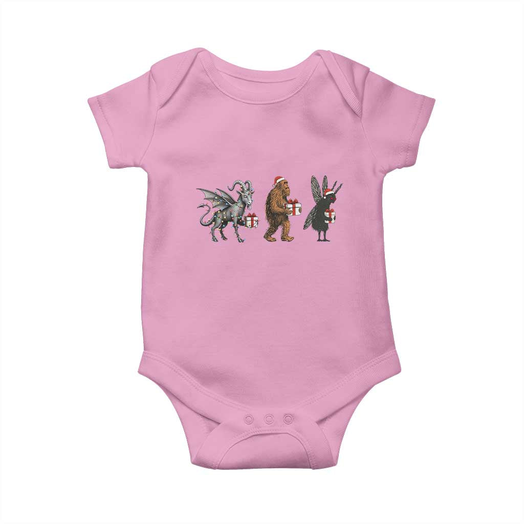 Christmas Cryptid Gift Baby Onesie Bigfoot Jersey Devil Mothman Santa TS12 Light Pink Print Your Wear