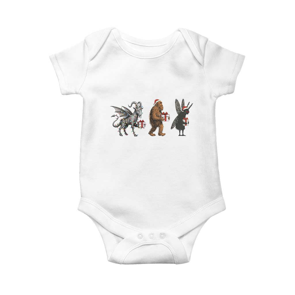 Christmas Cryptid Gift Baby Onesie Bigfoot Jersey Devil Mothman Santa TS12 White Print Your Wear