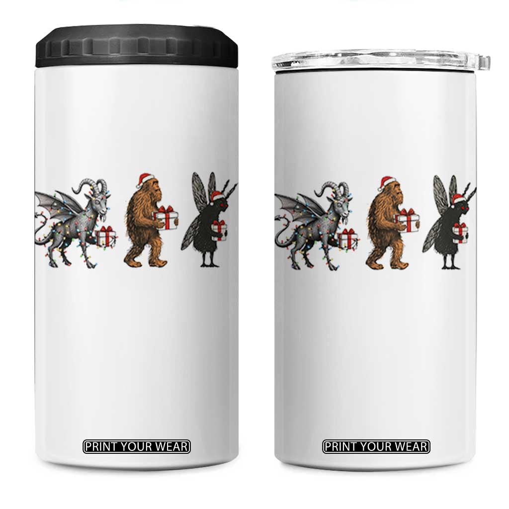 Christmas Cryptid Gift 4 in 1 Can Cooler Tumbler Bigfoot Jersey Devil Mothman Santa TS12 One Size: 16 oz White Print Your Wear