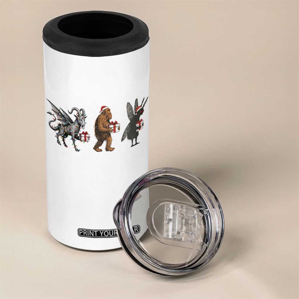 Christmas Cryptid Gift 4 in 1 Can Cooler Tumbler Bigfoot Jersey Devil Mothman Santa TS12 Print Your Wear