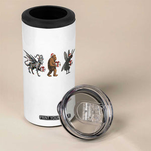 Christmas Cryptid Gift 4 in 1 Can Cooler Tumbler Bigfoot Jersey Devil Mothman Santa TS12 Print Your Wear