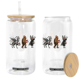 Christmas Cryptid Gift Glass Can Bigfoot Jersey Devil Mothman Santa TS12 Print Your Wear