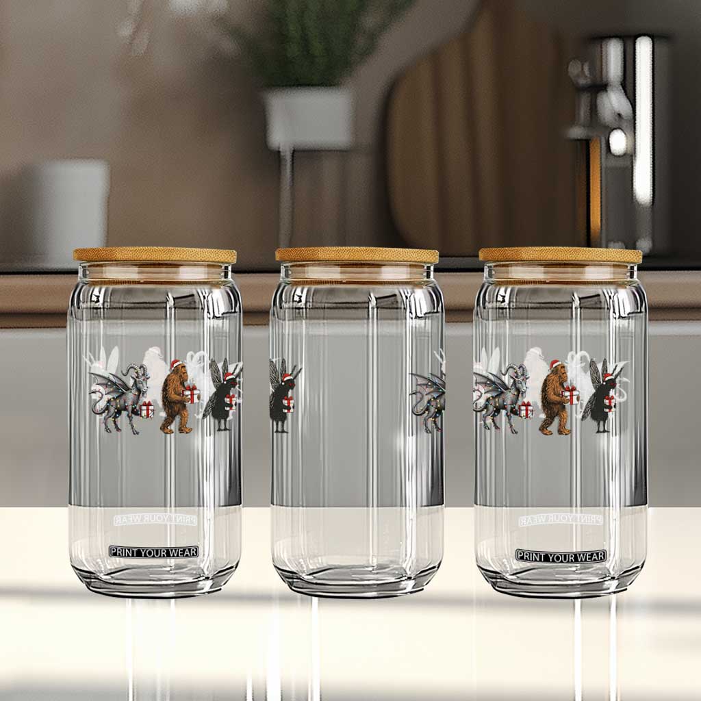 Christmas Cryptid Gift Glass Can Bigfoot Jersey Devil Mothman Santa TS12 Print Your Wear
