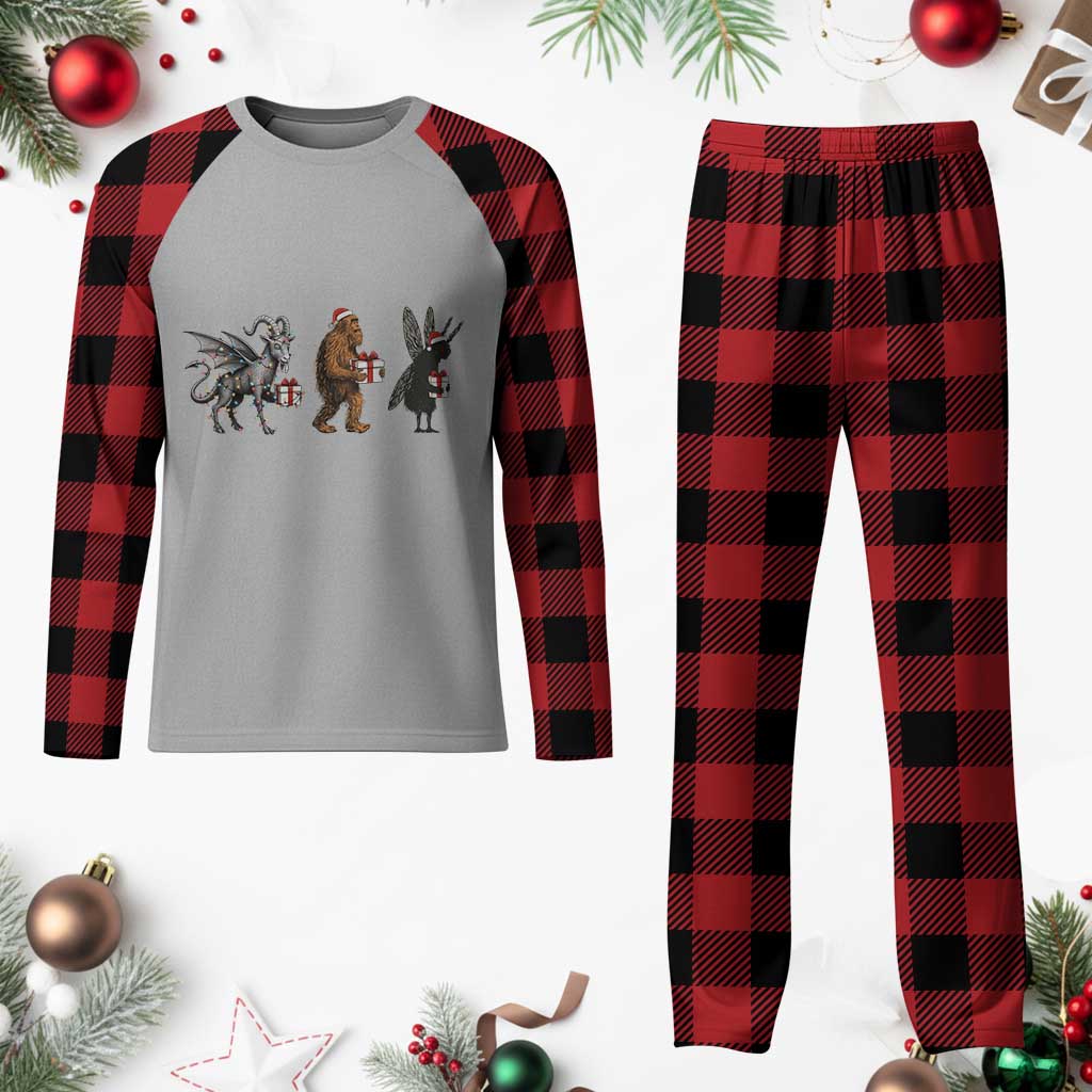 Xmas Cryptid Gift Plaid Pajama Set Bigfoot Jersey Devil Mothman Santa TS12 Buffalo Plaid Print Your Wear