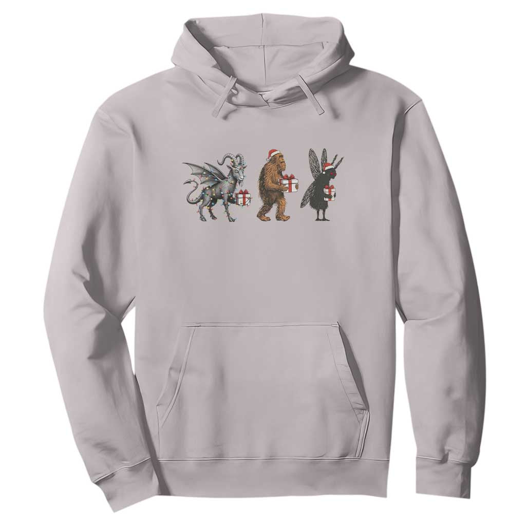 Christmas Cryptid Gift Hoodie Bigfoot Jersey Devil Mothman Santa TS12 Ice Gray Print Your Wear