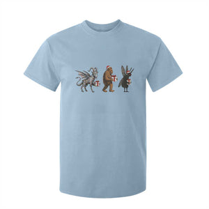 Christmas Cryptid Gift T Shirt For Kid Bigfoot Jersey Devil Mothman Santa TS12 Light Blue Print Your Wear