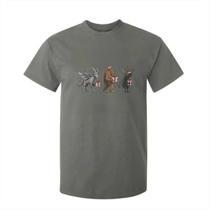 Christmas Cryptid Gift T Shirt For Kid Bigfoot Jersey Devil Mothman Santa TS12 Military Green Print Your Wear