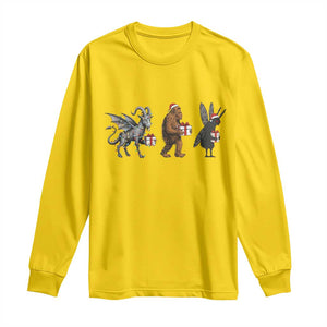 Christmas Cryptid Gift Long Sleeve Shirt Bigfoot Jersey Devil Mothman Santa TS12 Daisy Print Your Wear