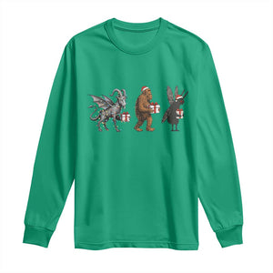 Christmas Cryptid Gift Long Sleeve Shirt Bigfoot Jersey Devil Mothman Santa TS12 Irish Green Print Your Wear