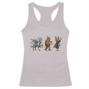 Christmas Cryptid Gift Racerback Tank Top Bigfoot Jersey Devil Mothman Santa TS12 Ice Gray Print Your Wear