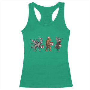 Christmas Cryptid Gift Racerback Tank Top Bigfoot Jersey Devil Mothman Santa TS12 Irish Green Print Your Wear