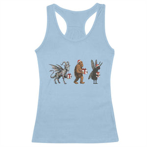 Christmas Cryptid Gift Racerback Tank Top Bigfoot Jersey Devil Mothman Santa TS12 Light Blue Print Your Wear