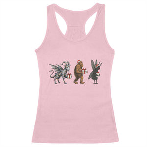 Christmas Cryptid Gift Racerback Tank Top Bigfoot Jersey Devil Mothman Santa TS12 Light Pink Print Your Wear