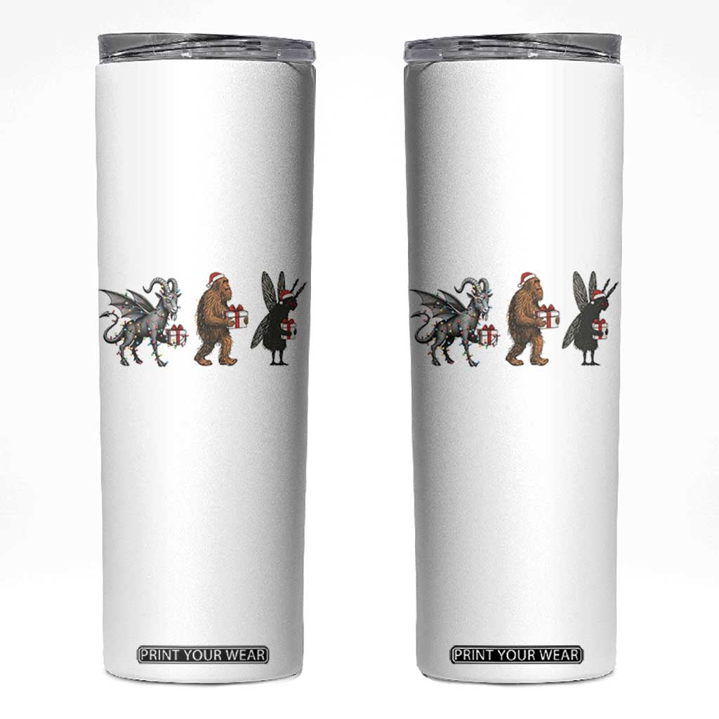 Christmas Cryptid Gift Skinny Tumbler Bigfoot Jersey Devil Mothman Santa TS12 White Print Your Wear
