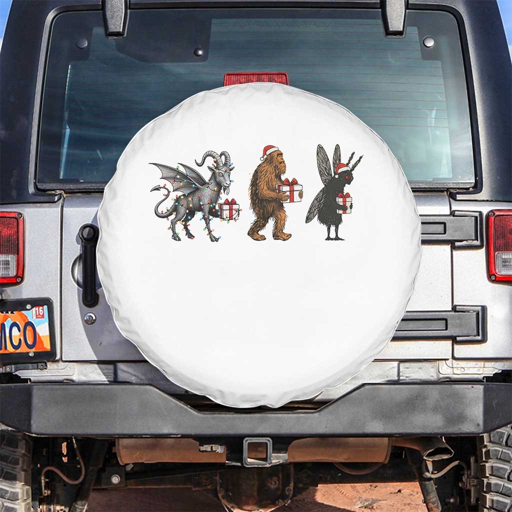 Christmas Cryptid Gift Spare Tire Cover Bigfoot Jersey Devil Mothman Santa TS12 No hole White Print Your Wear
