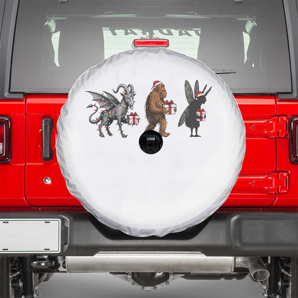 Christmas Cryptid Gift Spare Tire Cover Bigfoot Jersey Devil Mothman Santa TS12 White Print Your Wear