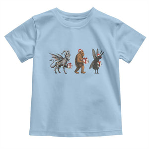 Christmas Cryptid Gift Toddler T Shirt Bigfoot Jersey Devil Mothman Santa TS12 Light Blue Print Your Wear