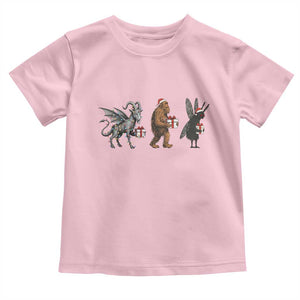 Christmas Cryptid Gift Toddler T Shirt Bigfoot Jersey Devil Mothman Santa TS12 Light Pink Print Your Wear