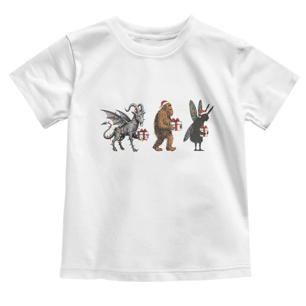 Christmas Cryptid Gift Toddler T Shirt Bigfoot Jersey Devil Mothman Santa TS12 White Print Your Wear