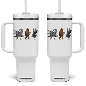 Christmas Cryptid Gift Tumbler With Handle Bigfoot Jersey Devil Mothman Santa TS12 One Size: 40 oz White Print Your Wear