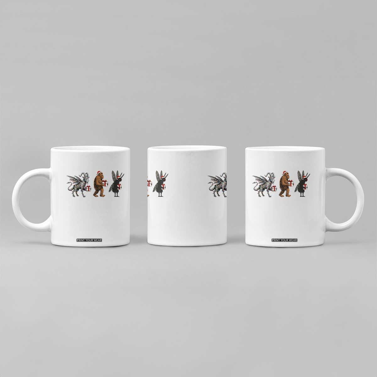 Christmas Cryptid Gift Coffee Mug Bigfoot Jersey Devil Mothman Santa TS12 Print Your Wear