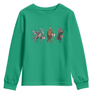 Christmas Cryptid Gift Youth Sweatshirt Bigfoot Jersey Devil Mothman Santa TS12 Irish Green Print Your Wear