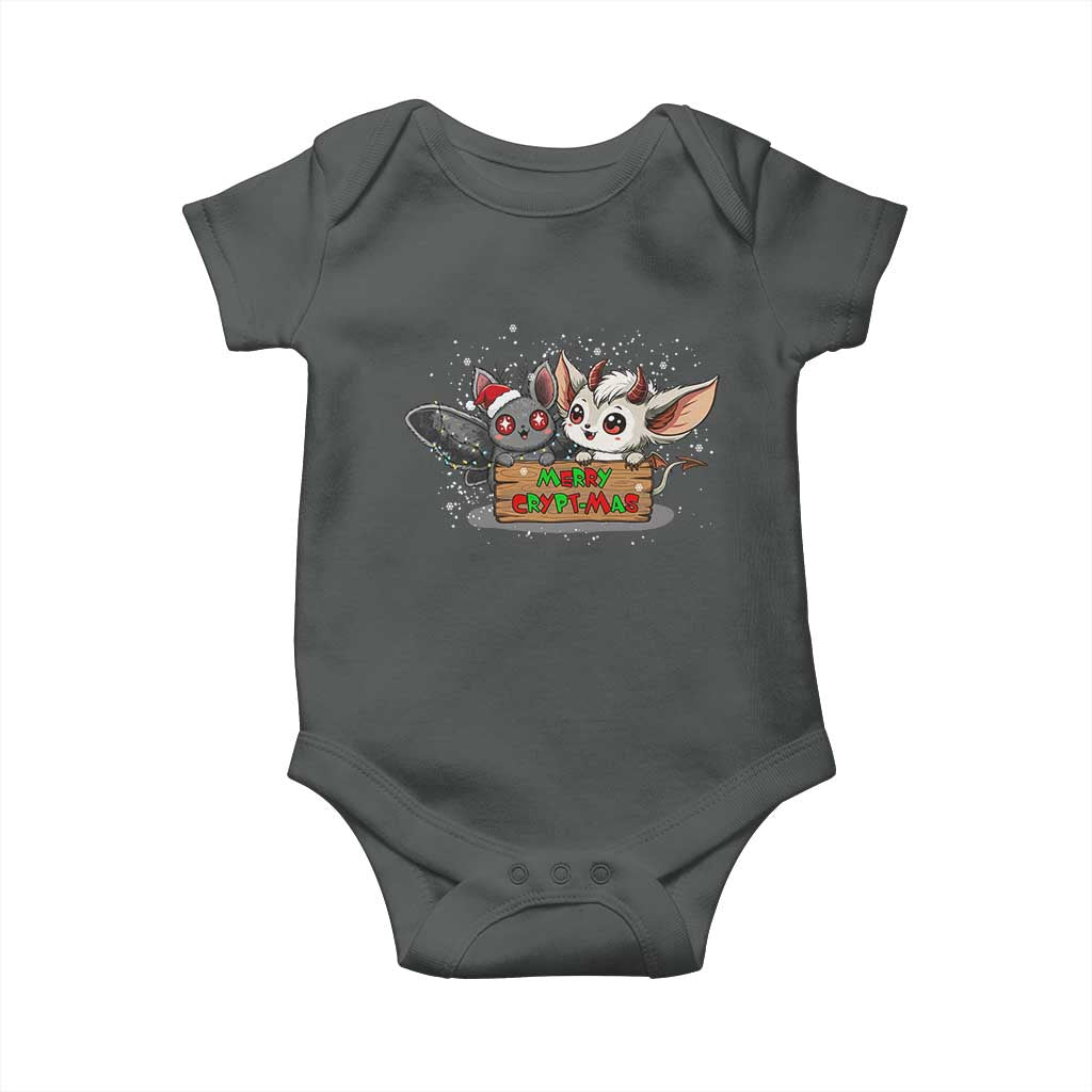Mothman And Jersey Devil Baby Onesie Merry Cryptmas Funny Holiday Gift TS12 Dark Heather Print Your Wear