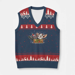 Mothman And Jersey Devil V-Neck Knit Sweater Vest Merry Cryptmas Funny Holiday Gift TS12 Navy Red Print Your Wear