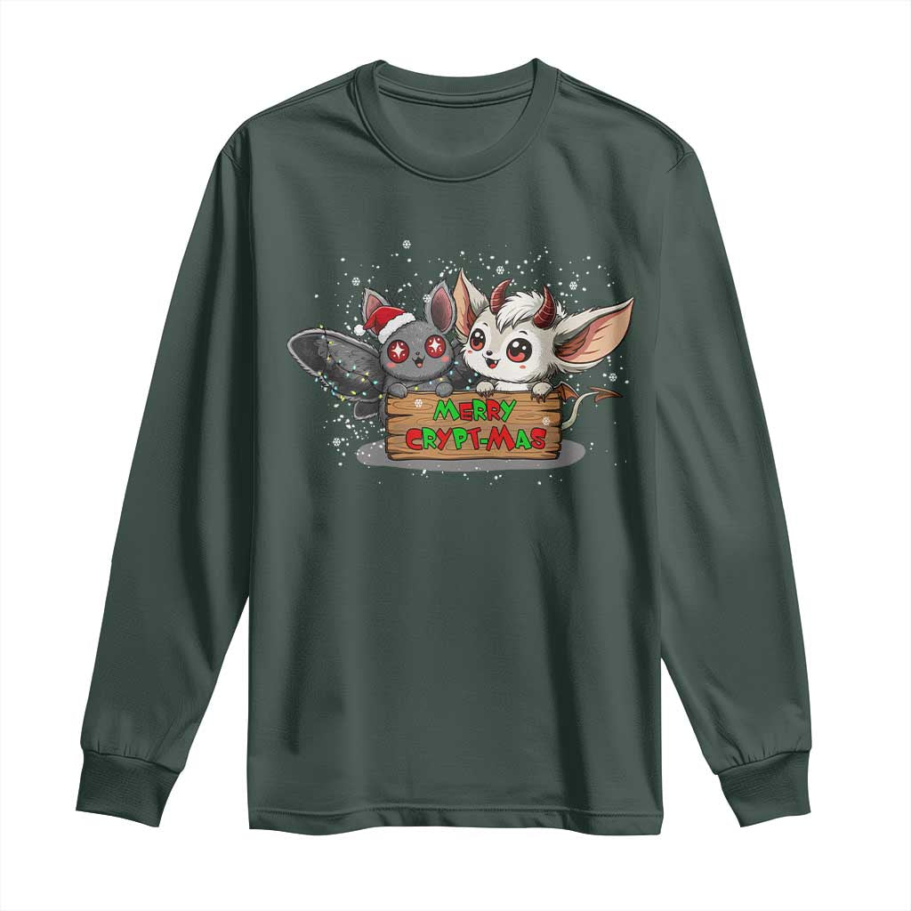 Mothman And Jersey Devil Long Sleeve Shirt Merry Cryptmas Funny Holiday Gift TS12 Dark Forest Green Print Your Wear