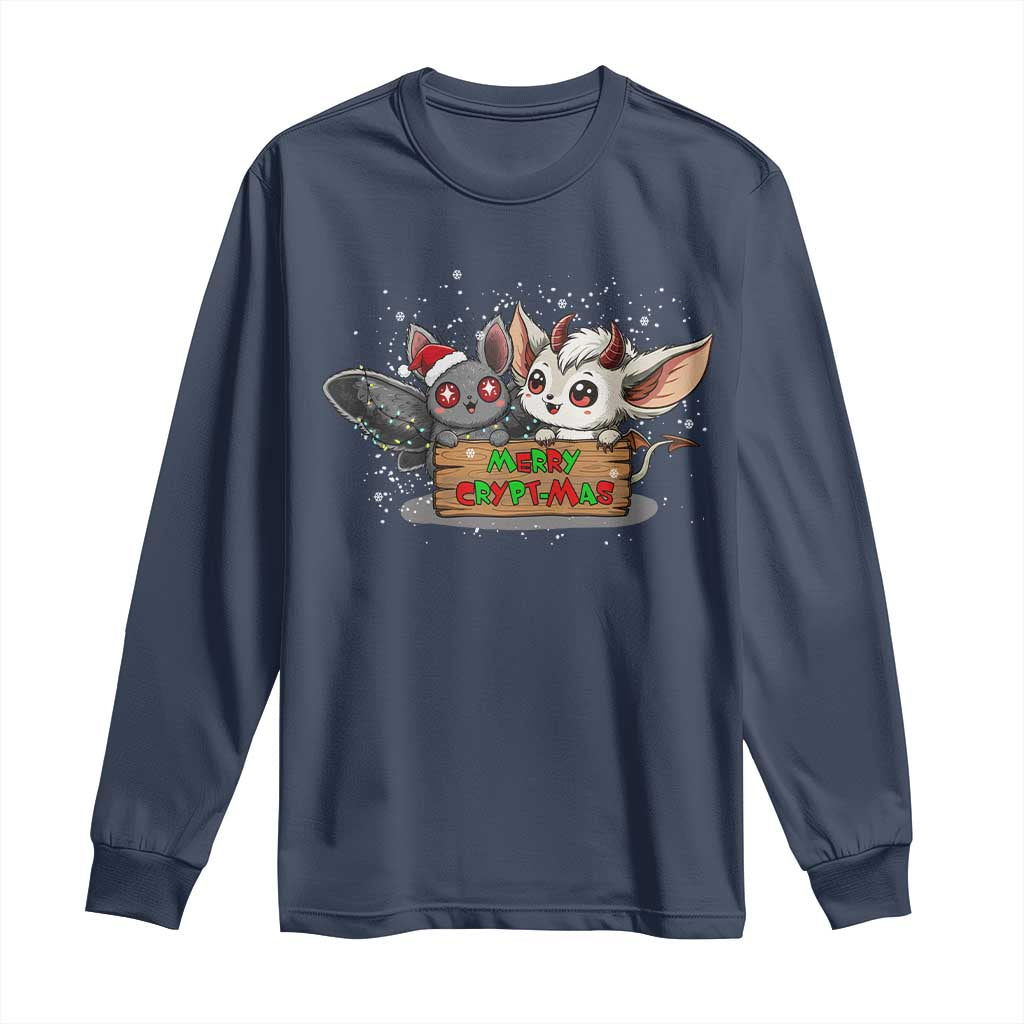 Mothman And Jersey Devil Long Sleeve Shirt Merry Cryptmas Funny Holiday Gift TS12 Navy Print Your Wear