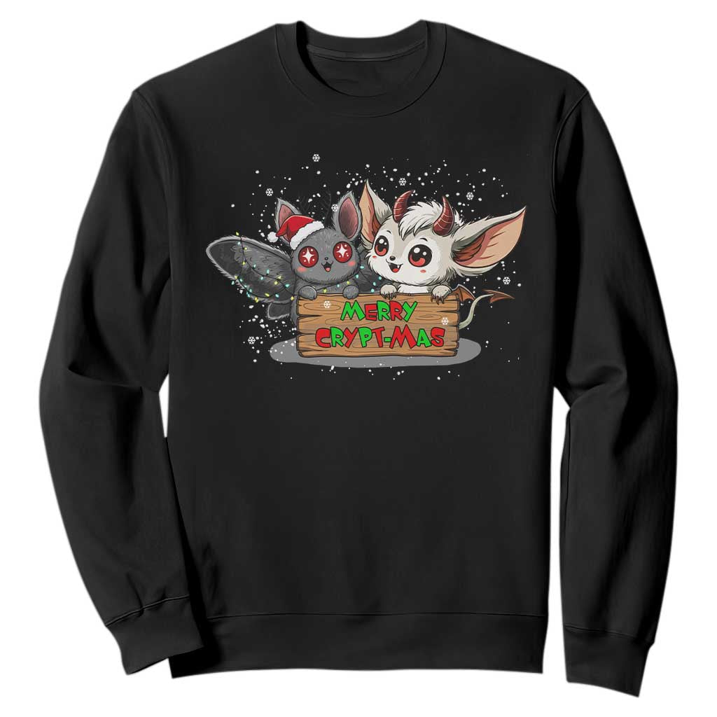 Mothman And Jersey Devil Sweatshirt Merry Cryptmas Funny Holiday Gift TS12 Black Print Your Wear